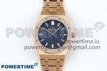 Lady Royal Oak 33mm 67651 Diamonds Bezel RG ZF 1:1 Best Edition Blue Textured Dial on RG Bracelet RONDA Quartz