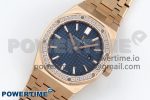 Lady Royal Oak 33mm 67651 Diamonds Bezel RG ZF 1:1 Best Edition Blue Textured Dial on RG Bracelet RONDA Quartz - Image 2