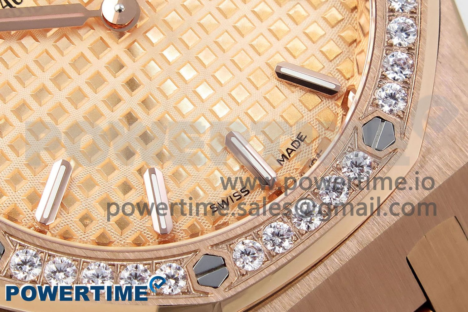 Lady Royal Oak 33mm 67651 Diamonds Bezel RG ZF 1:1 Best Edition RG Textured Dial on RG Bracelet RONDA Quartz - Image 5