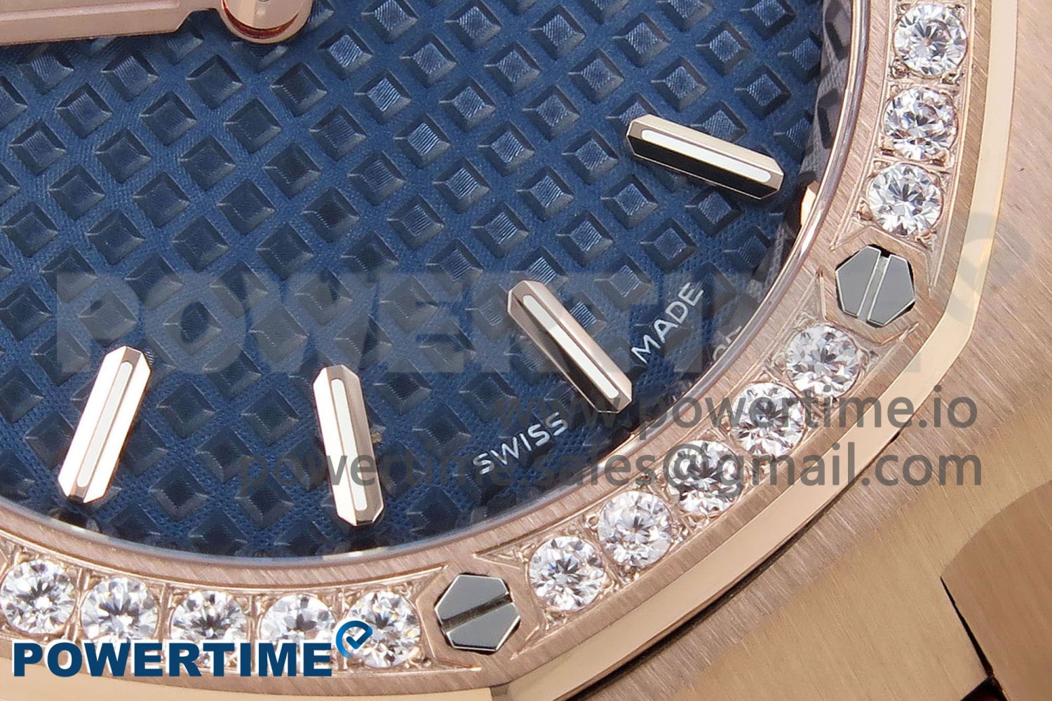 Lady Royal Oak 33mm 67651 Diamonds Bezel RG ZF 1:1 Best Edition Blue Textured Dial on RG Bracelet RONDA Quartz - Image 5