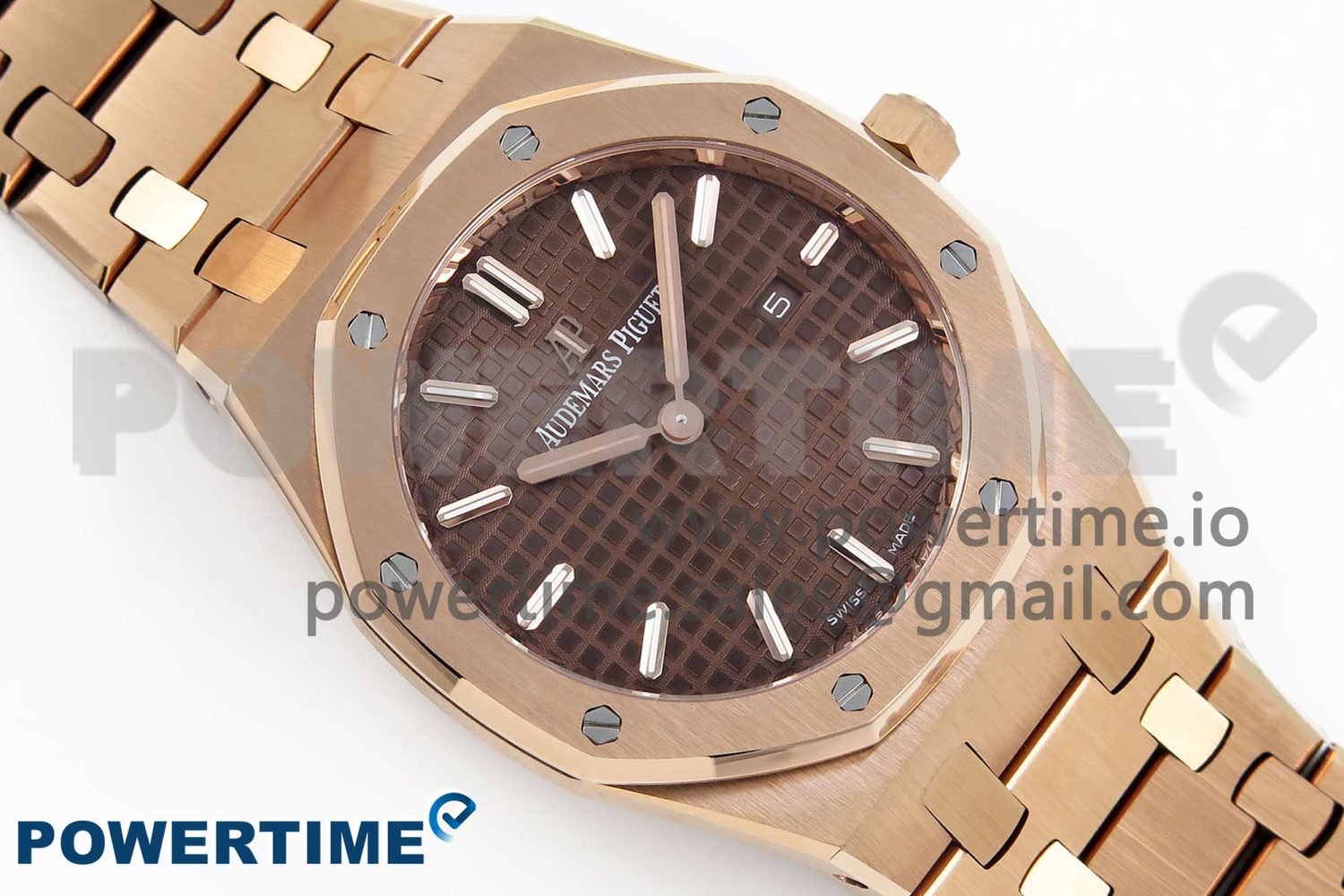 Lady Royal Oak 33mm 67651 RG ZF 1:1 Best Edition Brown Textured Dial on RG Bracelet RONDA Quartz - Image 3
