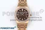 Lady Royal Oak 33mm 67651 Diamonds Bezel RG ZF 1:1 Best Edition Brown Textured Dial on RG Bracelet RONDA Quartz