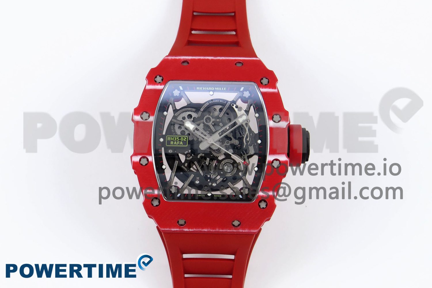 RM035 Red Carbon SONIC Best Edition Skeleton Dial on Red Rubber Strap Clone RMUL2 - Image 1