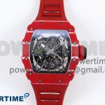 RM035 Red Carbon SONIC Best Edition Skeleton Dial on Red Rubber Strap Clone RMUL2