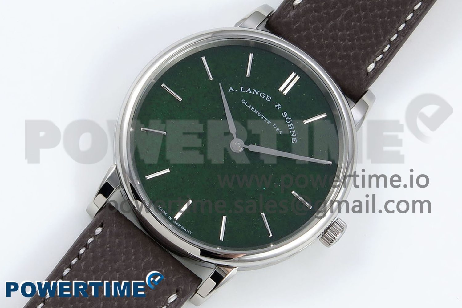 Saxonia Thin SS F8F Edition Green Dial on Brown Leather Strap A23J - Image 2