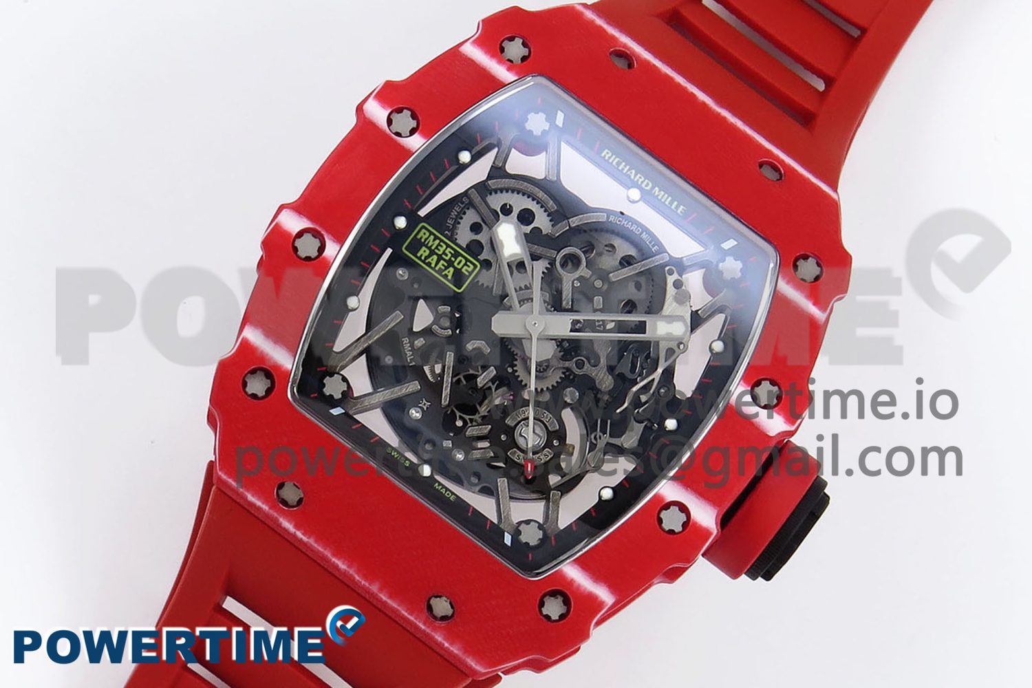 RM035 Red Carbon SONIC Best Edition Skeleton Dial on Red Rubber Strap Clone RMUL2 - Image 2