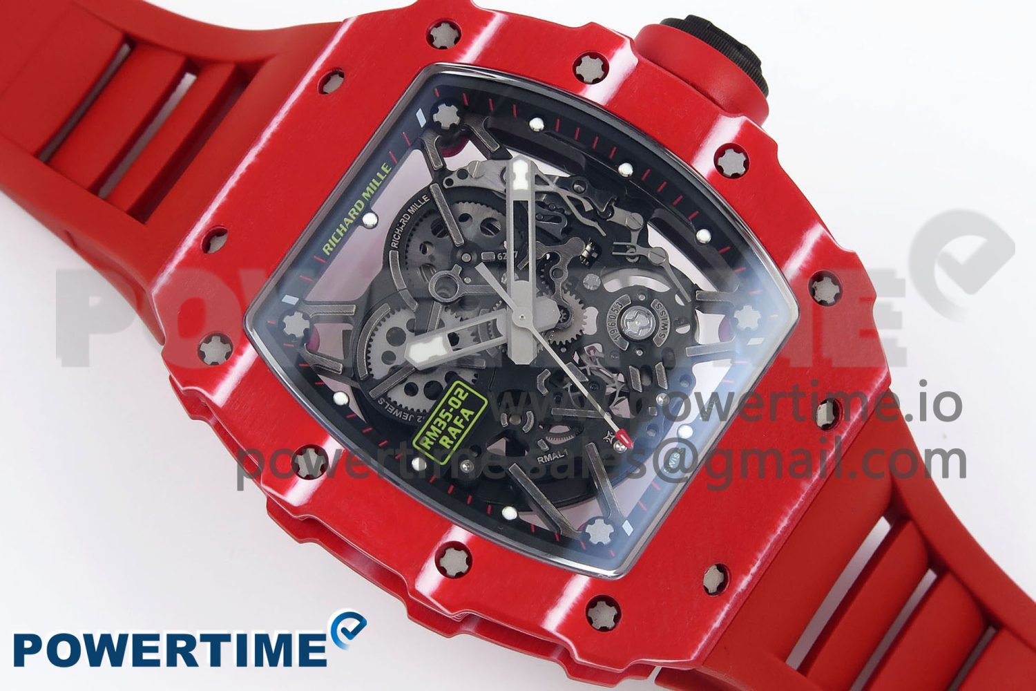 RM035 Red Carbon SONIC Best Edition Skeleton Dial on Red Rubber Strap Clone RMUL2 - Image 3