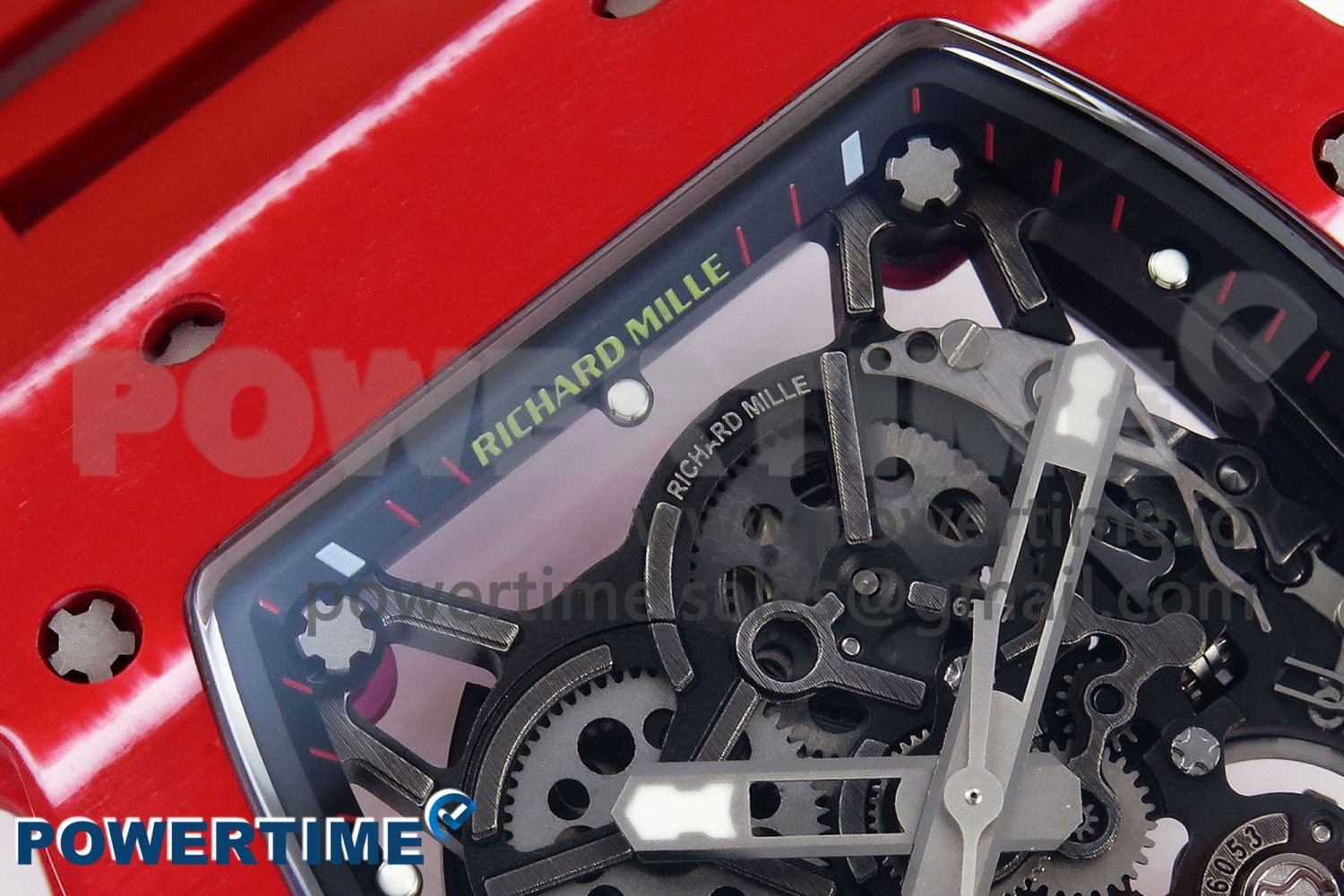 RM035 Red Carbon SONIC Best Edition Skeleton Dial on Red Rubber Strap Clone RMUL2 - Image 4