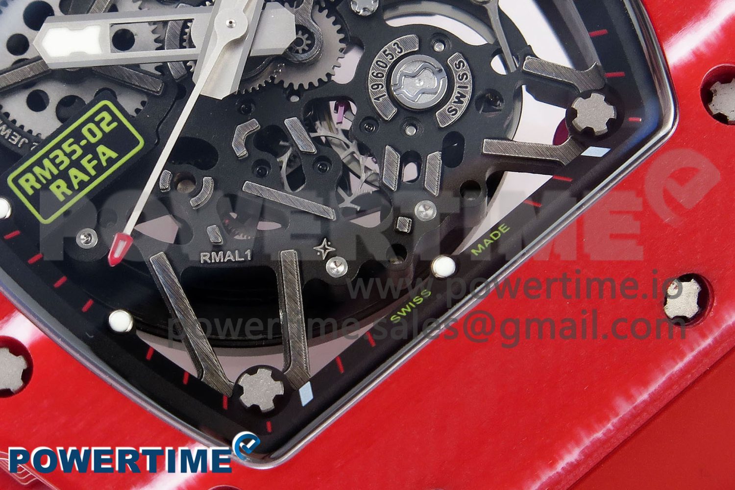 RM035 Red Carbon SONIC Best Edition Skeleton Dial on Red Rubber Strap Clone RMUL2 - Image 5