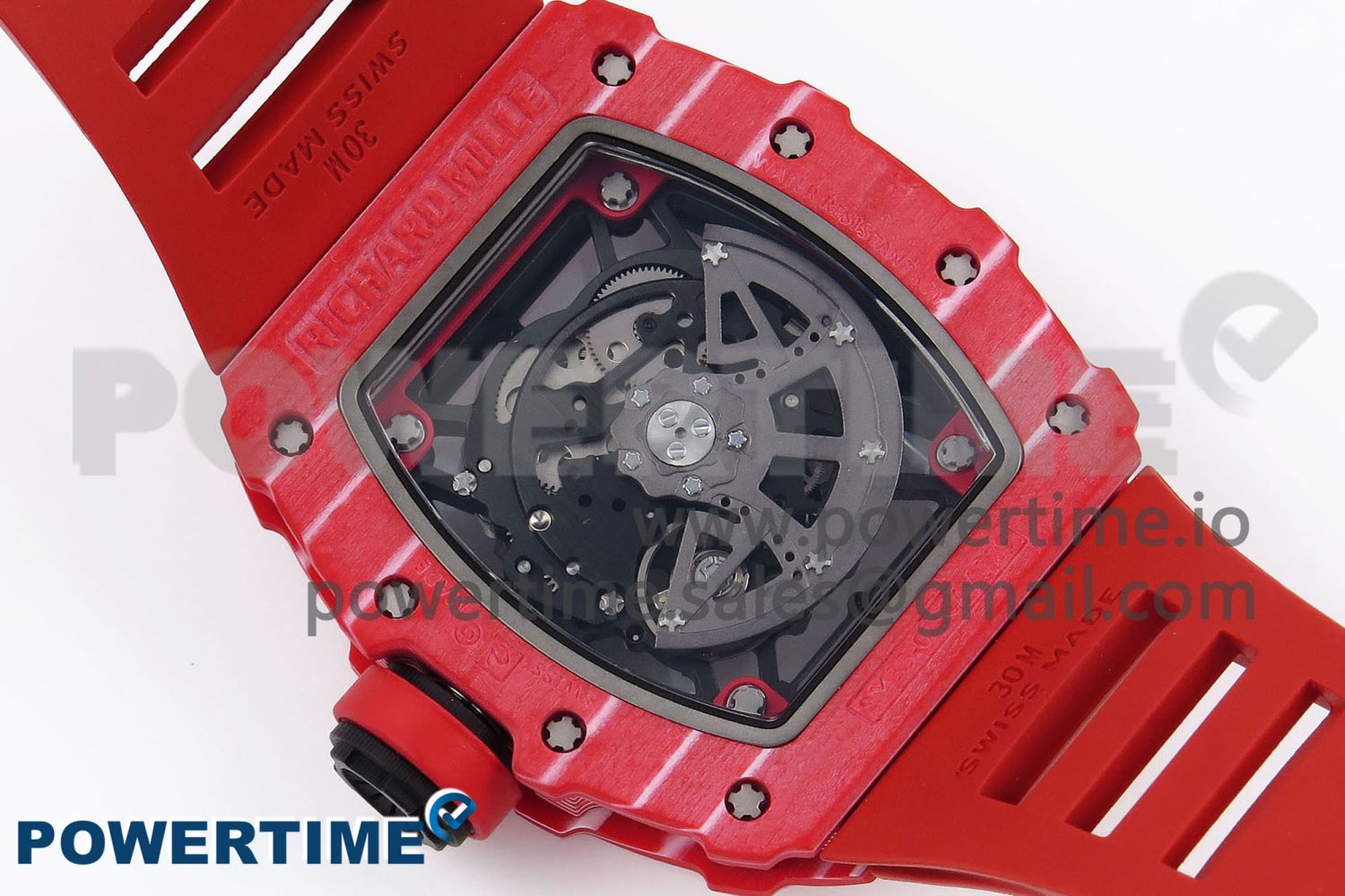 RM035 Red Carbon SONIC Best Edition Skeleton Dial on Red Rubber Strap Clone RMUL2 - Image 8