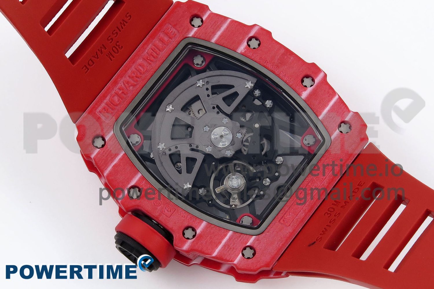 RM035 Red Carbon SONIC Best Edition Skeleton Dial on Red Rubber Strap Clone RMUL2 - Image 9