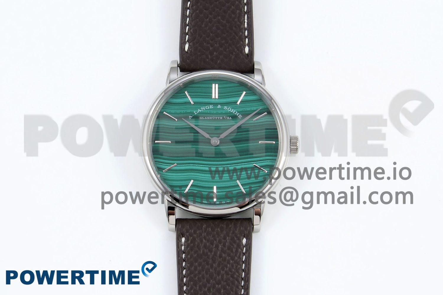 Saxonia Thin SS F8F Edition Green Textured Dial on Brown Leather Strap A23J - Image 1