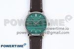 Saxonia Thin SS F8F Edition Green Textured Dial on Brown Leather Strap A23J