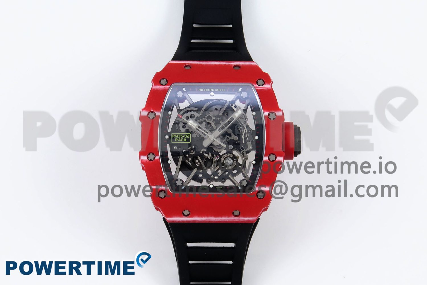 RM035 Red Carbon SONIC Best Edition Skeleton Dial on Black Rubber Strap Clone RMUL2 - Image 1