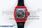 RM035 Red Carbon SONIC Best Edition Skeleton Dial on Black Rubber Strap Clone RMUL2