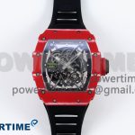 RM035 Red Carbon SONIC Best Edition Skeleton Dial on Black Rubber Strap Clone RMUL2