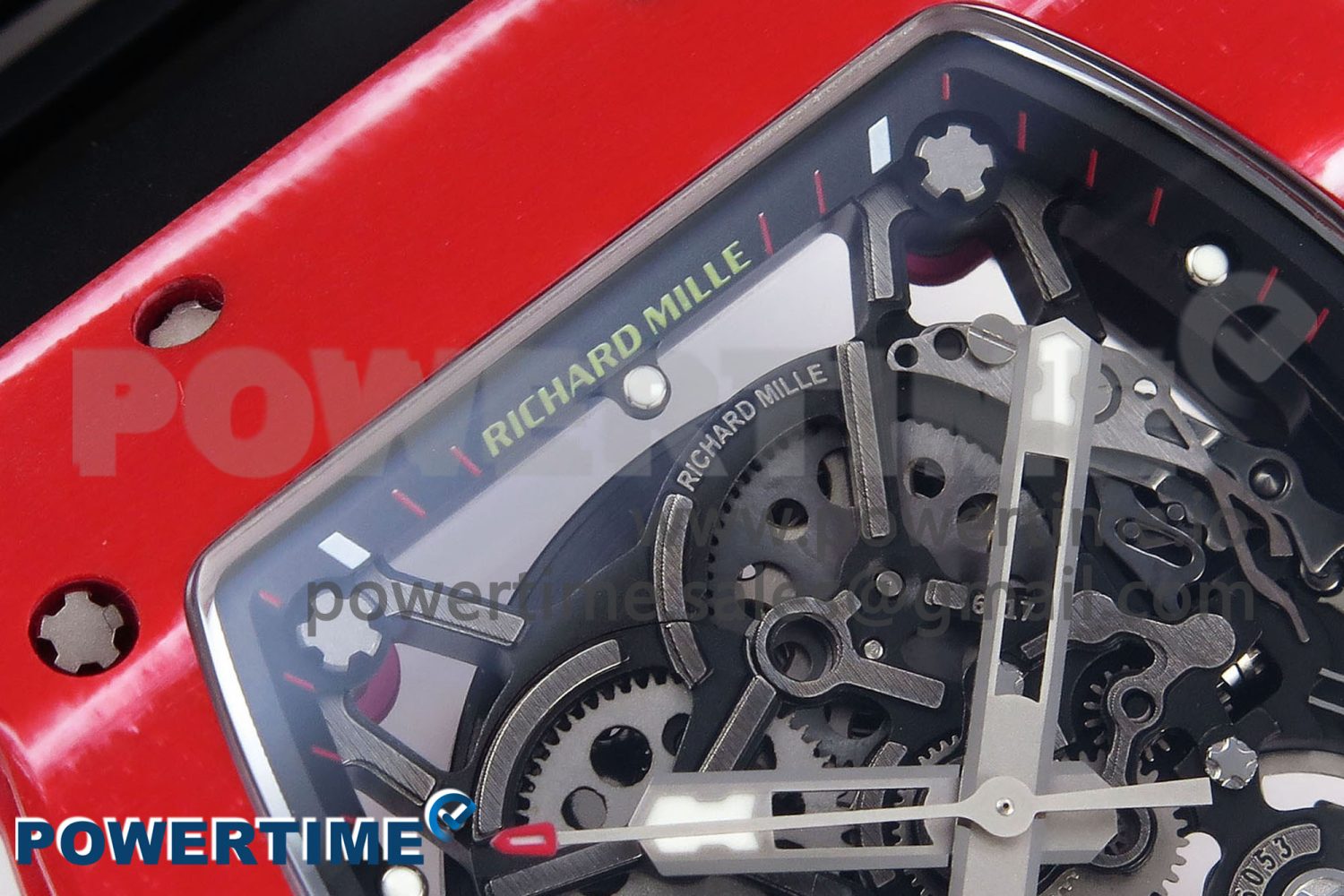 RM035 Red Carbon SONIC Best Edition Skeleton Dial on Black Rubber Strap Clone RMUL2 - Image 4