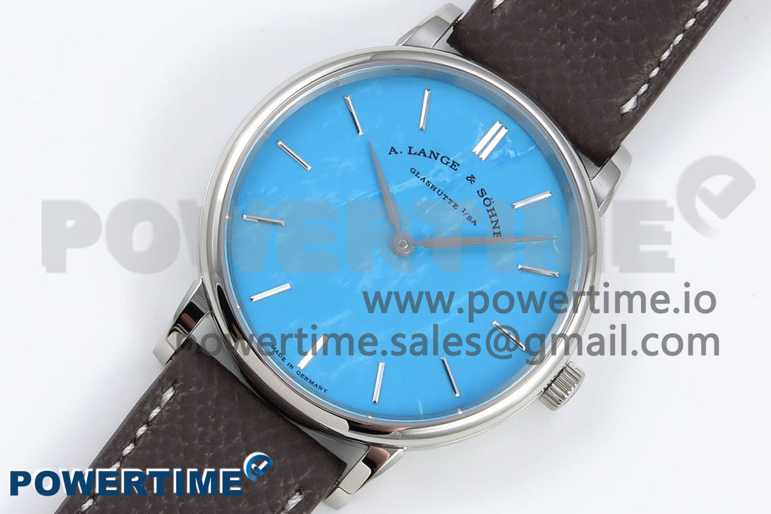Saxonia Thin SS F8F Edition Tiffany Blue Dial on Brown Leather Strap A23J - Image 2