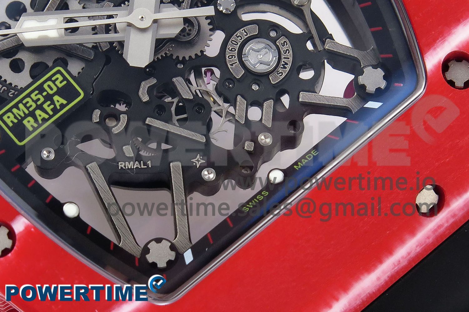 RM035 Red Carbon SONIC Best Edition Skeleton Dial on Black Rubber Strap Clone RMUL2 - Image 5