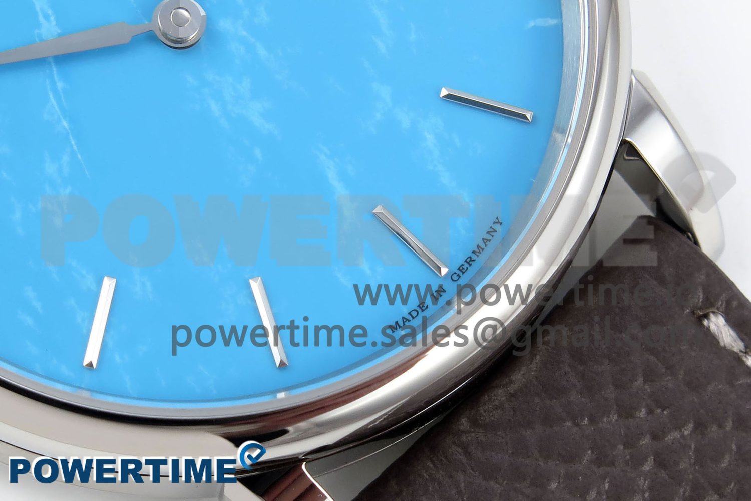 Saxonia Thin SS F8F Edition Tiffany Blue Dial on Brown Leather Strap A23J - Image 5