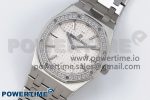Lady Royal Oak 33mm 67651 Diamonds SS ZF 1:1 Best Edition White Textured Dial on SS Bracelet RONDA Quartz - Image 2