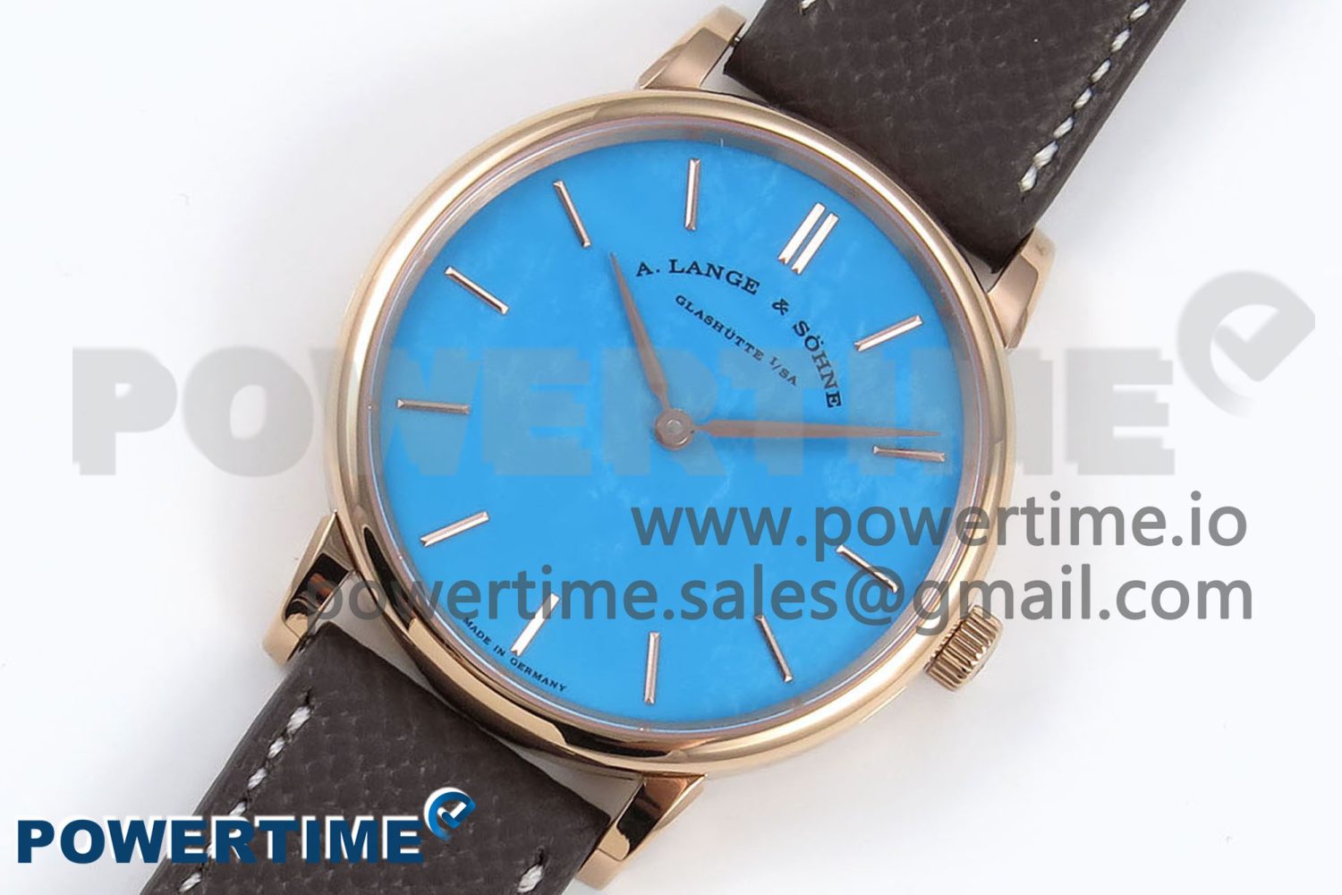 Saxonia Thin RG F8F Edition Tiffany Blue Dial on Brown Leather Strap A23J - Image 2