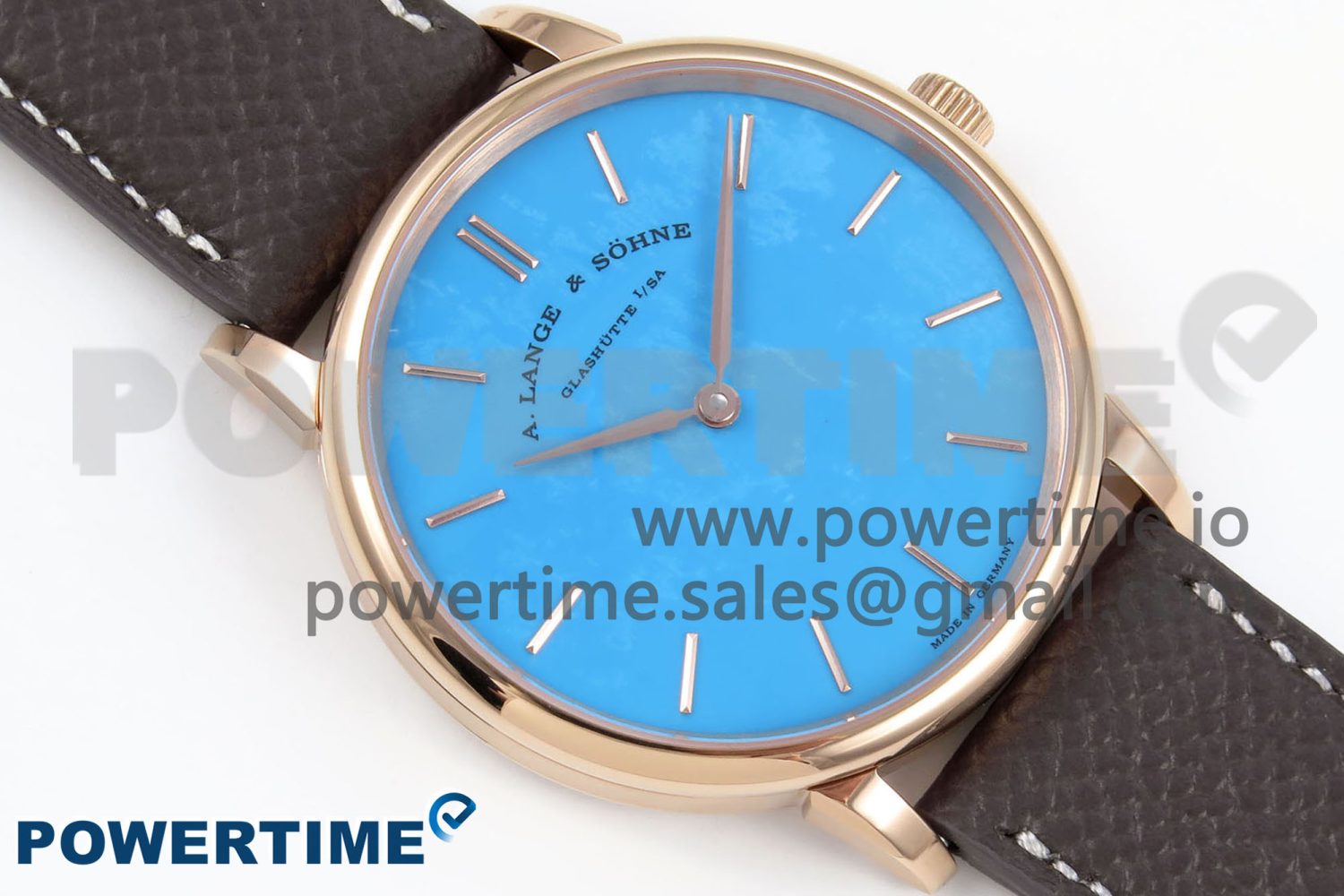 Saxonia Thin RG F8F Edition Tiffany Blue Dial on Brown Leather Strap A23J - Image 3