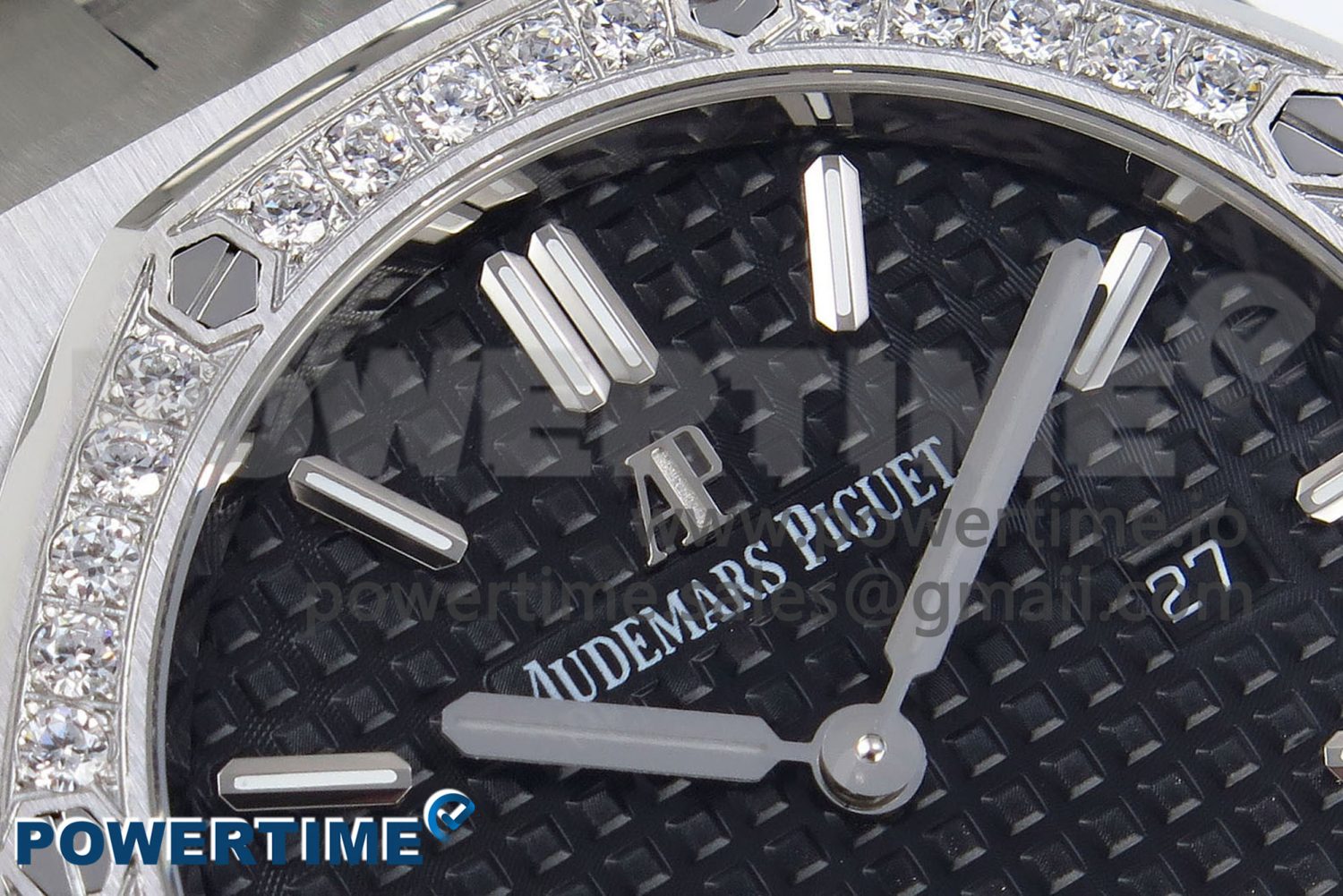 Lady Royal Oak 33mm 67651 Diamonds SS ZF 1:1 Best Edition Black Textured Dial on SS Bracelet RONDA Quartz - Image 4
