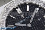 Lady Royal Oak 33mm 67651 Diamonds SS ZF 1:1 Best Edition Black Textured Dial on SS Bracelet RONDA Quartz - Image 4