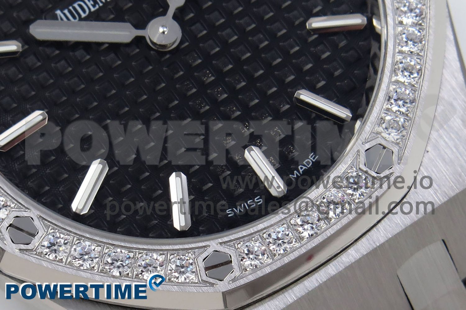 Lady Royal Oak 33mm 67651 Diamonds SS ZF 1:1 Best Edition Black Textured Dial on SS Bracelet RONDA Quartz - Image 5