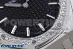 Lady Royal Oak 33mm 67651 Diamonds SS ZF 1:1 Best Edition Black Textured Dial on SS Bracelet RONDA Quartz - Image 5
