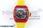 RM035 Red Carbon SONIC Best Edition Skeleton Dial on Yellow Rubber Strap Clone RMUL2