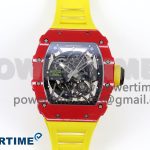 RM035 Red Carbon SONIC Best Edition Skeleton Dial on Yellow Rubber Strap Clone RMUL2