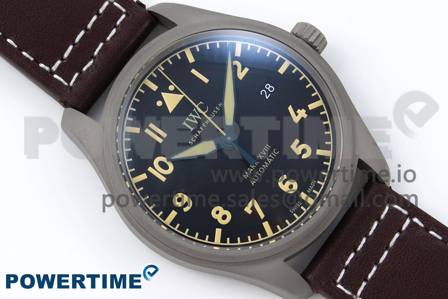 Pilot Mark XVIII Titanium BLSF 1:1 Best Edition Black Dial on Brown Leather Strap MIYOTA 9015 - Image 3