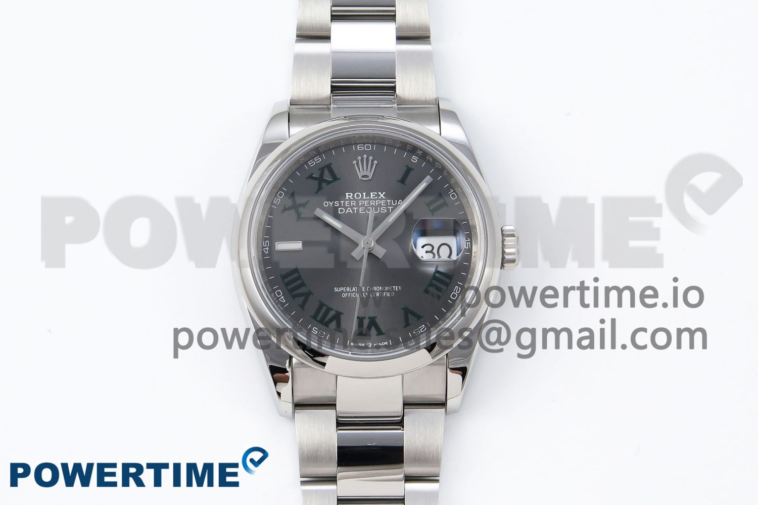 DateJust 36 SS 126200 VSF 1:1 Best Edition 904L Steel Gray Dial Green Roman on Oyster Bracelet VS3235 - Image 1