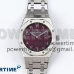 Lady Royal Oak 33mm 67651 SS ZF 1:1 Best Edition Purple Red Textured Dial on SS Bracelet RONDA Quartz