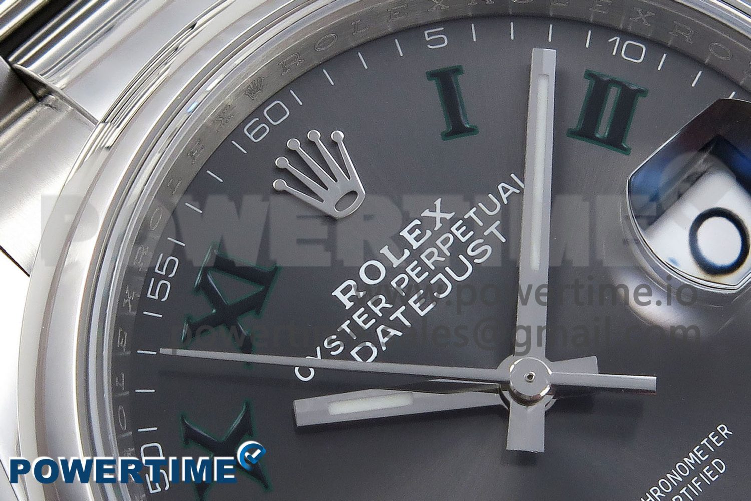 DateJust 36 SS 126200 VSF 1:1 Best Edition 904L Steel Gray Dial Green Roman on Oyster Bracelet VS3235 - Image 4