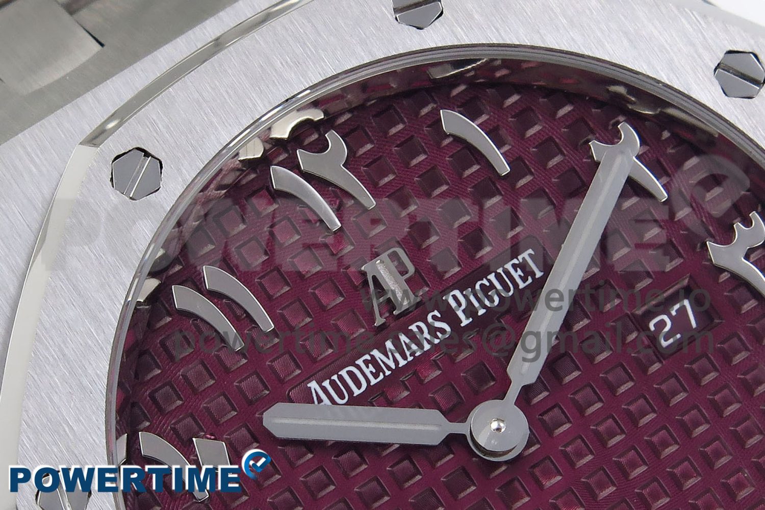Lady Royal Oak 33mm 67651 SS ZF 1:1 Best Edition Purple Red Textured Dial on SS Bracelet RONDA Quartz - Image 4