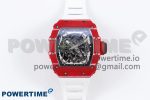RM035 Red Carbon SONIC Best Edition Skeleton Dial on White Rubber Strap Clone RMUL2