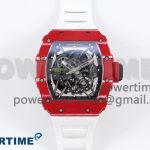 RM035 Red Carbon SONIC Best Edition Skeleton Dial on White Rubber Strap Clone RMUL2
