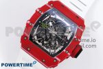 RM035 Red Carbon SONIC Best Edition Skeleton Dial on White Rubber Strap Clone RMUL2 - Image 2