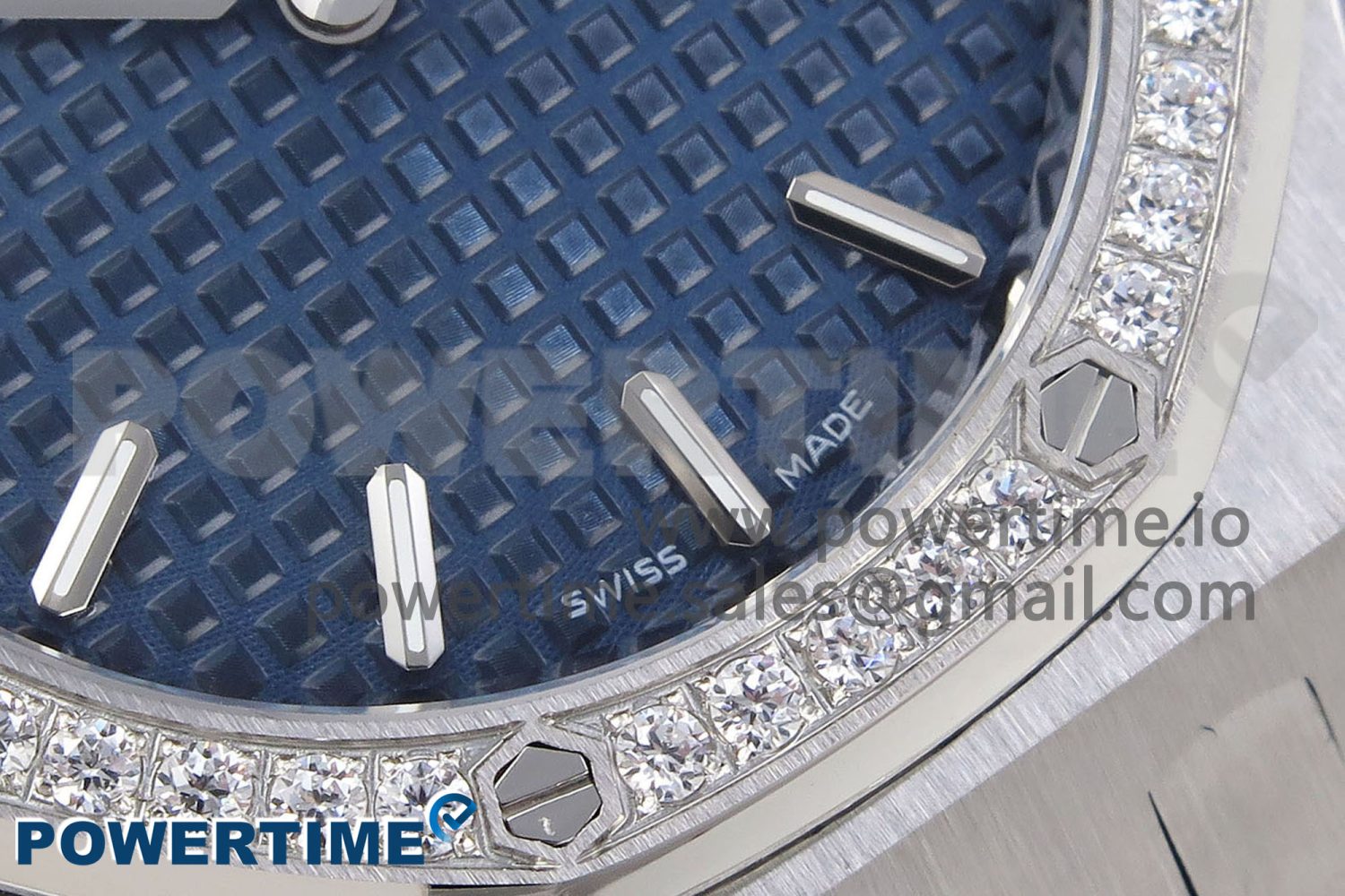 Lady Royal Oak 33mm 67651 Diamonds SS ZF 1:1 Best Edition Blue Textured Dial on SS Bracelet RONDA Quartz - Image 5