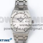 Lady Royal Oak 33mm 67651 SS ZF 1:1 Best Edition White Textured Dial on SS Bracelet RONDA Quartz