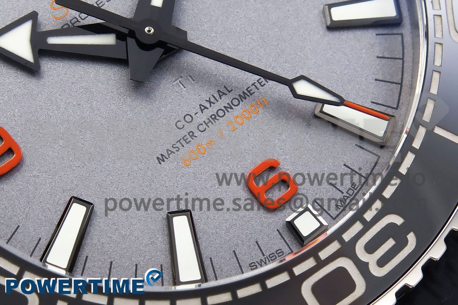 Planet Ocean 43.5mm SS VSF 1:1 Best Edition Black/Orange Bezel Gray Dial on Nylon Strap A8900 Super Clone V2 - Image 5
