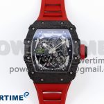 RM035 Black Carbon SONIC Best Edition Skeleton Dial on Red Rubber Strap Clone RMUL2
