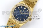 Lady Royal Oak 33mm 67651 Diamonds Bezel YG ZF 1:1 Best Edition Blue Textured Dial on YG Bracelet RONDA Quartz - Image 2
