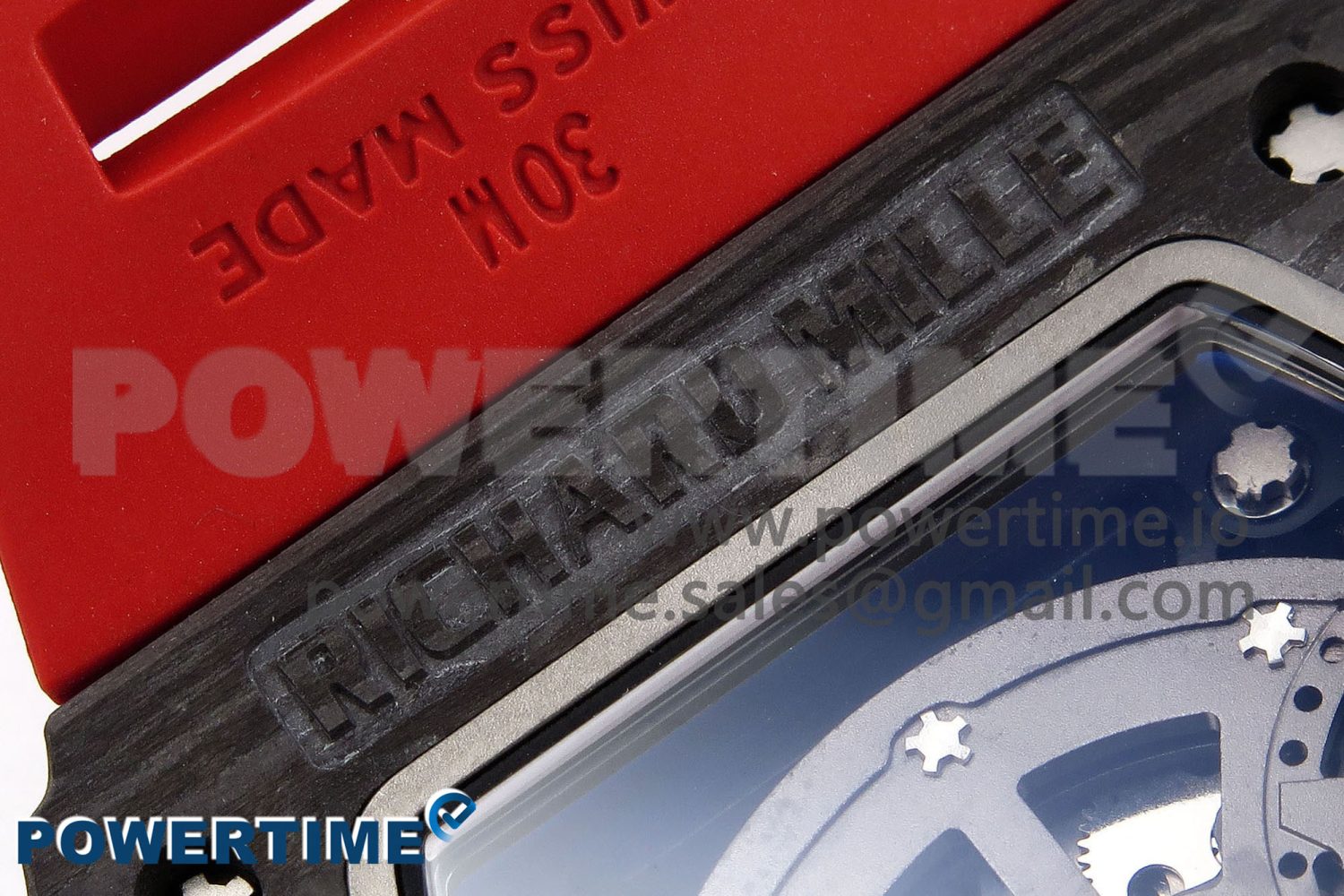 RM035 Black Carbon SONIC Best Edition Skeleton Dial on Red Rubber Strap Clone RMUL2 - Image 10
