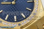 Lady Royal Oak 33mm 67651 Diamonds Bezel YG ZF 1:1 Best Edition Blue Textured Dial on YG Bracelet RONDA Quartz - Image 5