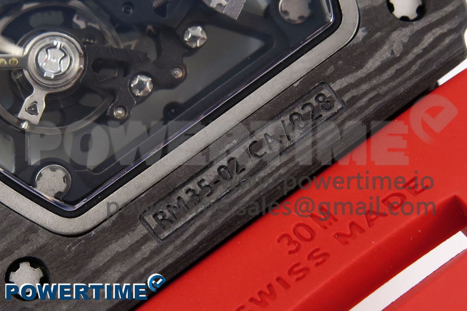 RM035 Black Carbon SONIC Best Edition Skeleton Dial on Red Rubber Strap Clone RMUL2 - Image 11
