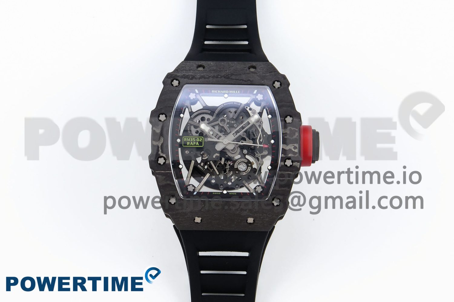 RM035 Black Carbon SONIC Best Edition Skeleton Dial on Black Rubber Strap Clone RMUL2 - Image 1